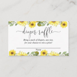 Gelbe Sonnenblumen Babydusche-Windel-Gewinnkarten Begleitkarte