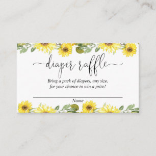 Gelbe Sonnenblumen Babydusche-Windel-Gewinnkarten Begleitkarte