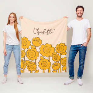 Gelbe Sonnenblumen, benutzerdefinierbarer Name Fleecedecke