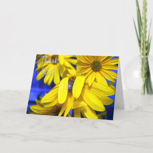 Gelbe Sonnenblumen, Blaue Biene - Dankeschön Karte