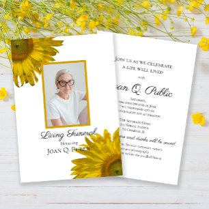 Gelbe Sonnenblumen Blüten Lebendes Bestattungs-Par Einladung