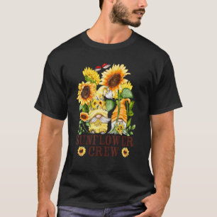 Gelbe Sonnenblumen-Crew für Gärtner mit Gartenzwer T-Shirt