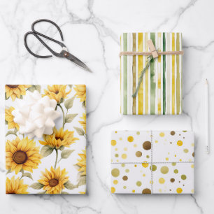 Gelbe Sonnenblumen, die Papiertüten umhüllen Geschenkpapier Set