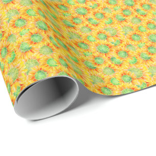 Gelbe Sonnenblumen Ditsy Wrapping Paper Geschenkpapier