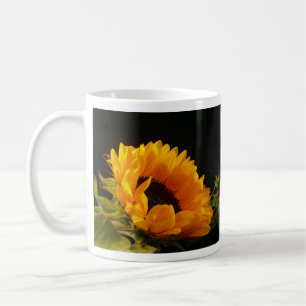 Gelbe Sonnenblumen Dunkler Hintergrund Coffee Tass Kaffeetasse
