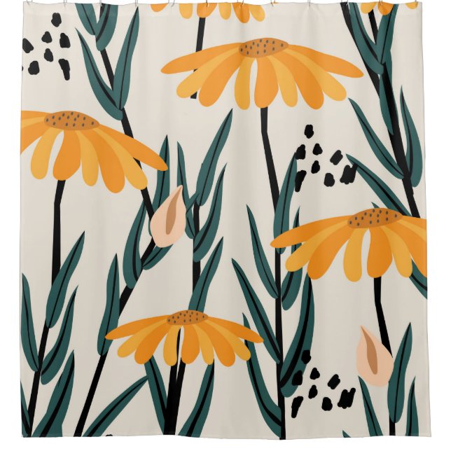 Gelbe Sonnenblumen Duschvorhang (Vorderseite)