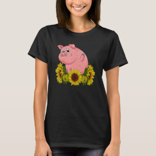 Gelbe Sonnenblumen-Farmtier Bauer Ferkel Niedlich  T-Shirt