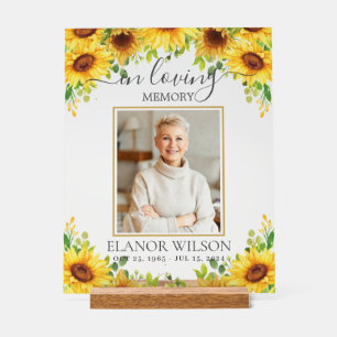 Gelbe Sonnenblumen Foto zur Beerdigung Acrylschild