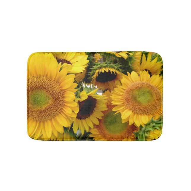 Gelbe Sonnenblumen frisch vom Bauers-Markt Badematte (Vorderseite)
