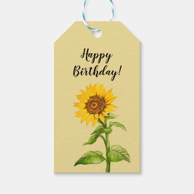 Gelbe Sonnenblumen Geschenkanhänger (Vorderseite)