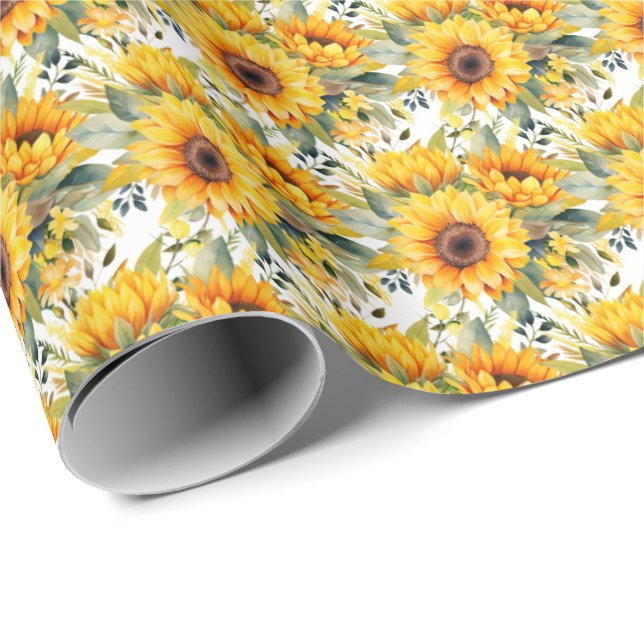 Gelbe Sonnenblumen Geschenkpapier (Rolleneckpunkt)