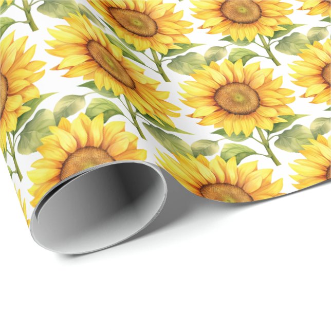 Gelbe Sonnenblumen Geschenkpapier (Rolleneckpunkt)