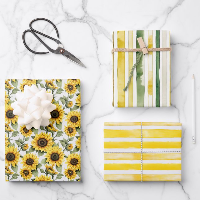 Gelbe Sonnenblumen Geschenkpapier Set (Vorderseite)