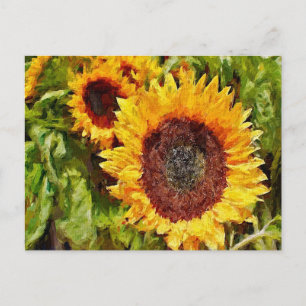 Gelbe Sonnenblumen gestrichen Postkarte