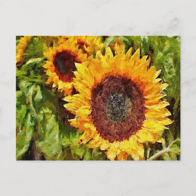 Gelbe Sonnenblumen gestrichen Postkarte (Vorderseite)