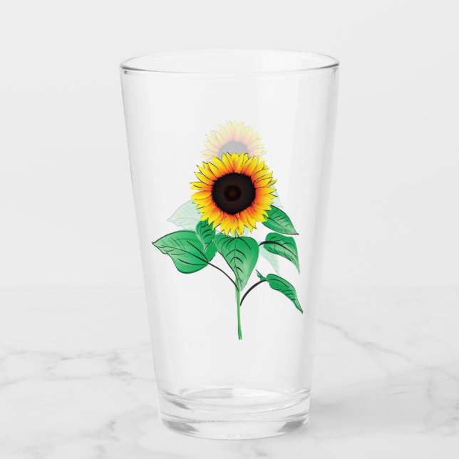 Gelbe Sonnenblumen Glas (Vorderseite)