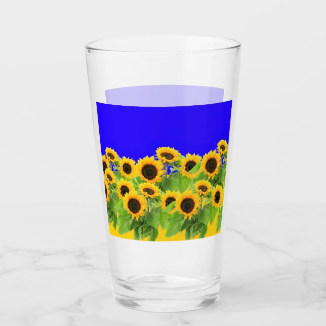 Gelbe Sonnenblumen Glas (Vorderseite)