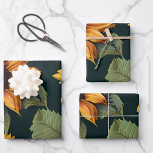 Gelbe Sonnenblumen Großdruck Geschenkpapier Set