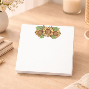 Gelbe Sonnenblumen-Haftnotizen Post-it Klebezettel