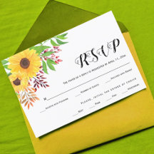 Gelbe Sonnenblumen, Herbstlaube Hochzeit RSVP-Kart