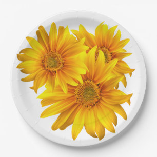 Gelbe Sonnenblumen - Hochzeit / Party Blumen Pappteller
