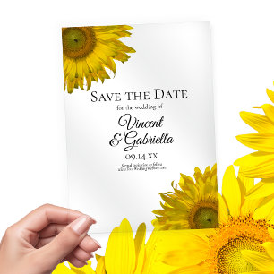 Gelbe Sonnenblumen Hochzeit Save the Date Acryleinladungen