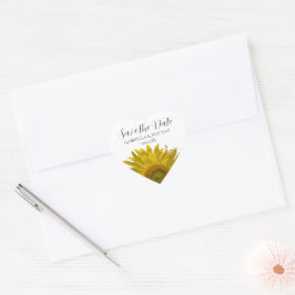 Gelbe Sonnenblumen Hochzeit Save the Date Herz-Aufkleber
