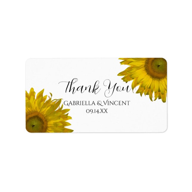 Gelbe Sonnenblumen Hochzeit Vielen Dank für Ihre U Adressaufkleber (Vorne)