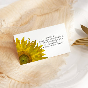 Gelbe Sonnenblumen Hochzeitsfavoriten für die Wohl Platzkarte