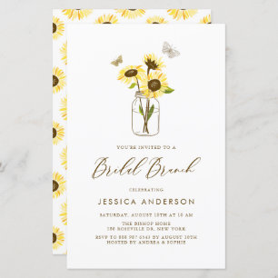 Gelbe Sonnenblumen in Jar Bridal Brunch Einladung