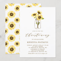 Gelbe Sonnenblumen in Mason Jar Sommer Christening