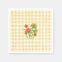 Gelbe Sonnenblumen-Land-Gingham-Party-Papier