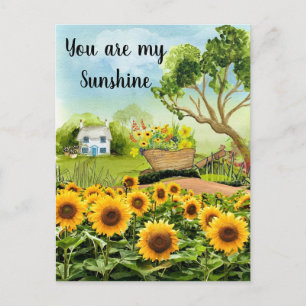 Gelbe Sonnenblumen Landschaft Postkarte