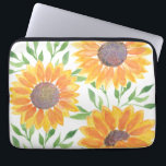 Gelbe Sonnenblumen Laptopschutzhülle<br><div class="desc">Dieser einzigartige Laptop-Ärmel zeichnet sich durch eine Aquarellsonnen- und Blattmuster in Gelb- und Grüntönen aus. Weil wir unsere Kunstwerke erstellen,  werden Sie dieses exakte Bild von anderen Designern nicht finden. Original Wasserfarbe © Michele Davies.</div>