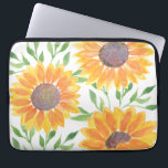 Gelbe Sonnenblumen Laptopschutzhülle<br><div class="desc">Dieser einzigartige Laptop-Ärmel zeichnet sich durch eine Aquarellsonnen- und Blattmuster in Gelb- und Grüntönen aus. Weil wir unsere Kunstwerke erstellen,  werden Sie dieses exakte Bild von anderen Designern nicht finden. Original Wasserfarbe © Michele Davies.</div>