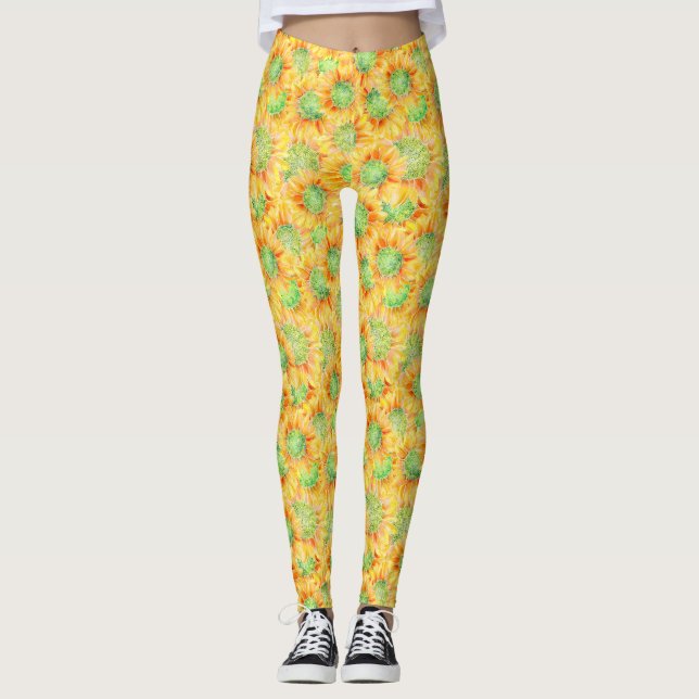 Gelbe Sonnenblumen Leggings (Vorderseite)