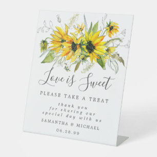 Gelbe Sonnenblumen Liebe ist Sweet Dessert Bar Sockelschild