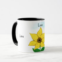 Gelbe Sonnenblumen-Liebe Tasse