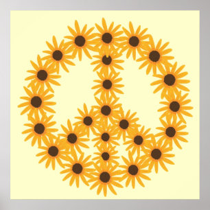 Gelbe Sonnenblumen Malerei Friedenszeichen Plakate