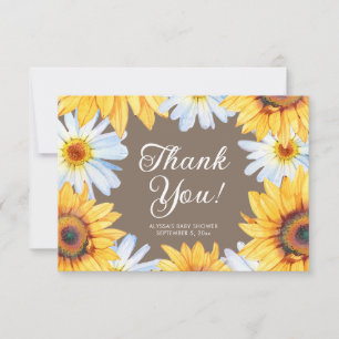Gelbe Sonnenblumen Margeriten Baby Shower Danke