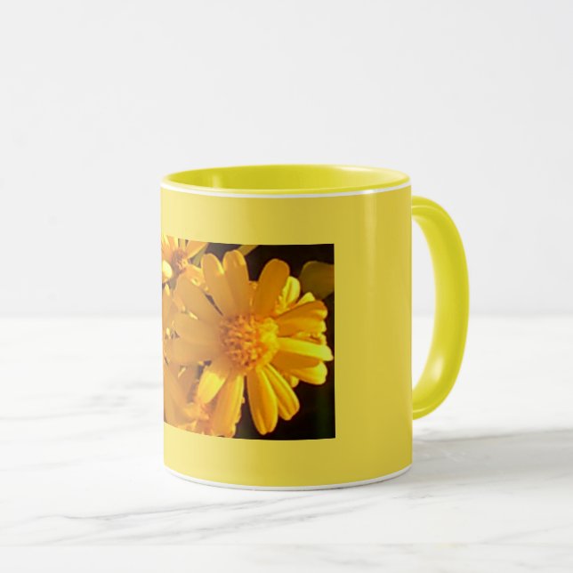 Gelbe Sonnenblumen Morgens Tasse (VorderseiteRechts)