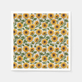 Gelbe Sonnenblumen-Muster im vintage Stickerei-Loo Serviette