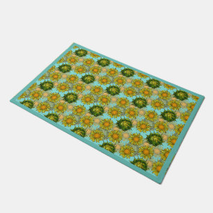 Gelbe Sonnenblumen Muster mit Foliage und Buds Fußmatte