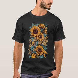 Gelbe Sonnenblumen Niedliche Sommer-Blume Blumenbe T-Shirt