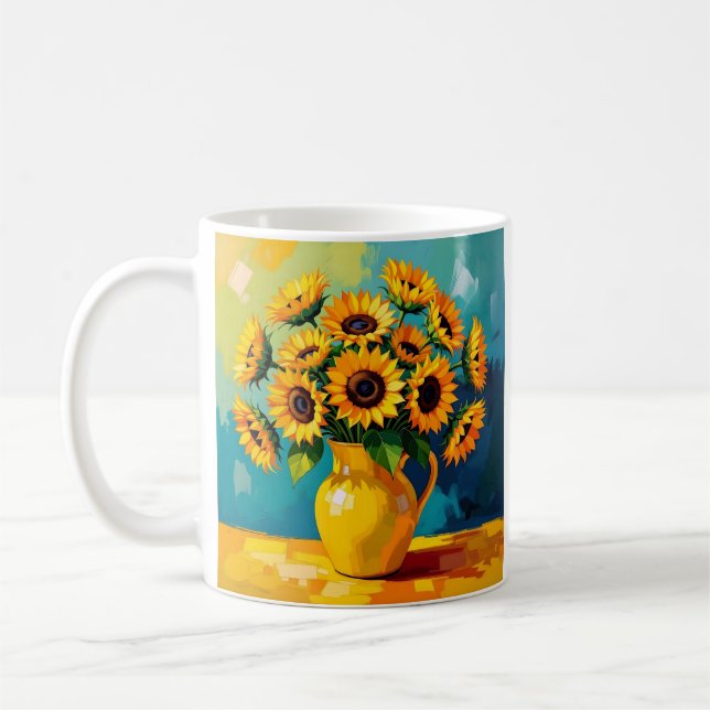 Gelbe Sonnenblumen Personalisiert Kaffeetasse (Links)