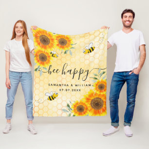 Gelbe Sonnenblumen Rustikales Hochzeitspaar Fleecedecke