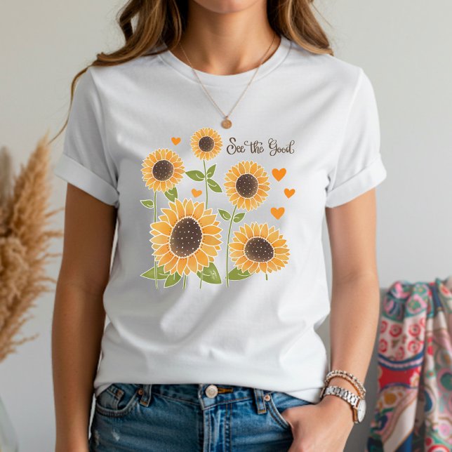 Gelbe Sonnenblumen sehen die gute Zitatsinspirivit T-Shirt (Von Creator hochgeladen)