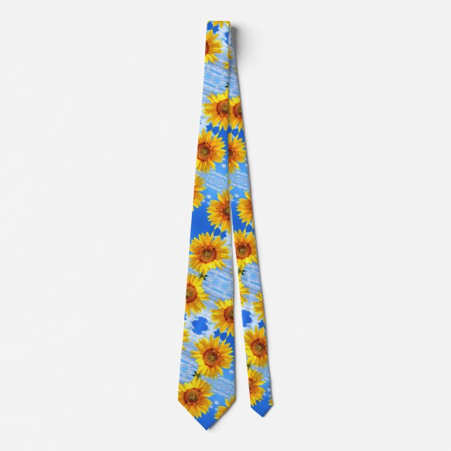Gelbe Sonnenblumen Sommer Schlips Krawatte (Vorderseite)