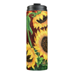 Gelbe Sonnenblumen Thermo-Tasse Thermosbecher