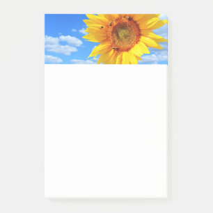 Gelbe Sonnenblumen und Bienen auf blauem Himmel -  Post-it Klebezettel